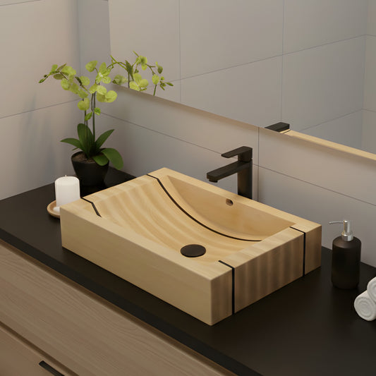 OKTAQUA Ręcznie wykonana drewniana umywalka łazienkowa (model 003)