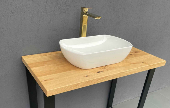 Solid Oak Washbasin Top Handmade Wooden Bathroom Countertop