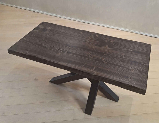 Handcrafted Rectangular Wooden Coffee Table with Spider Metal Legs
