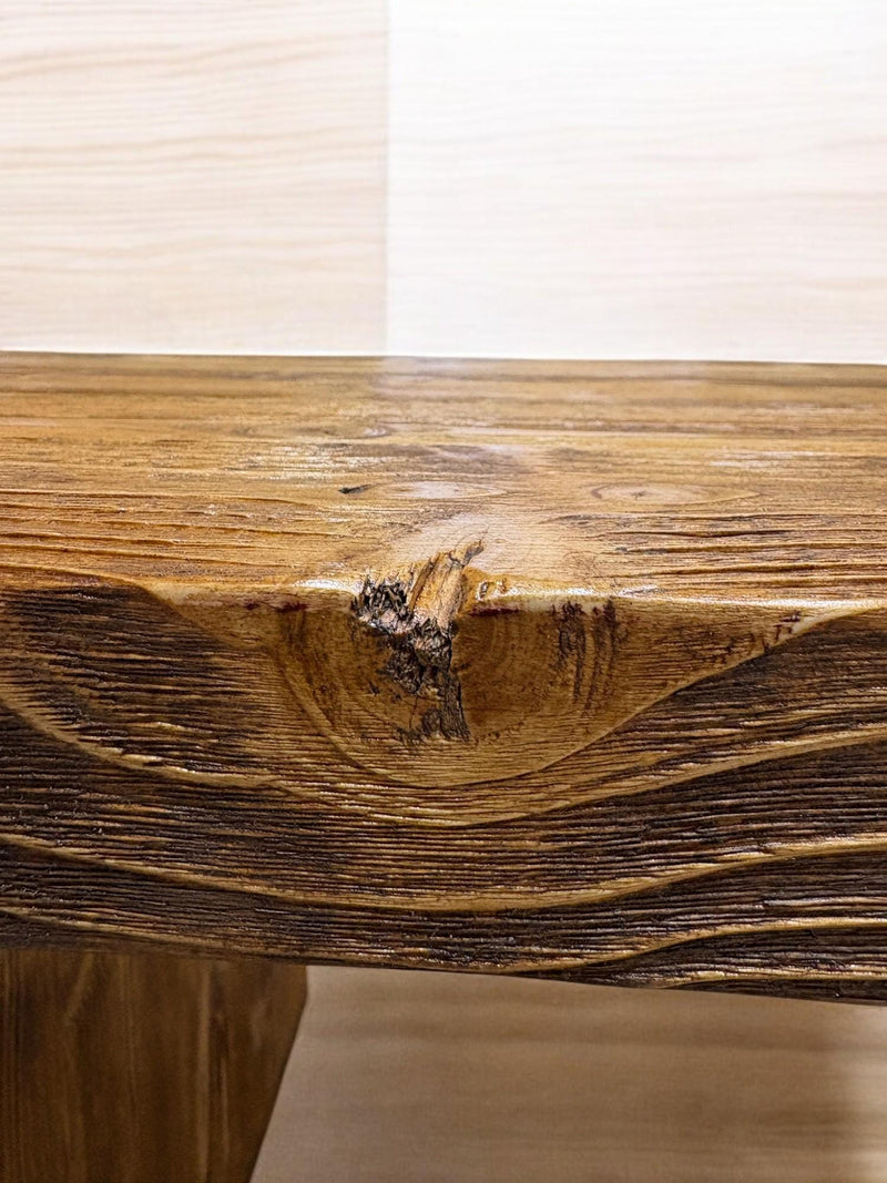 Handmade industrial workstation desk with storage shelf, crafted from solid pine