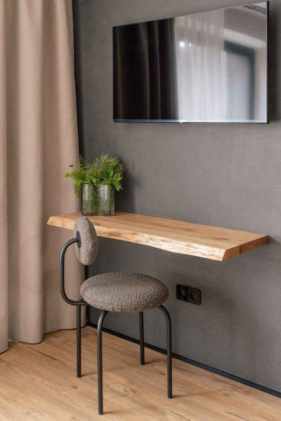 Oak Wood Floating Shelves – Modern Rustic Wall Display with Live or Straight Edge