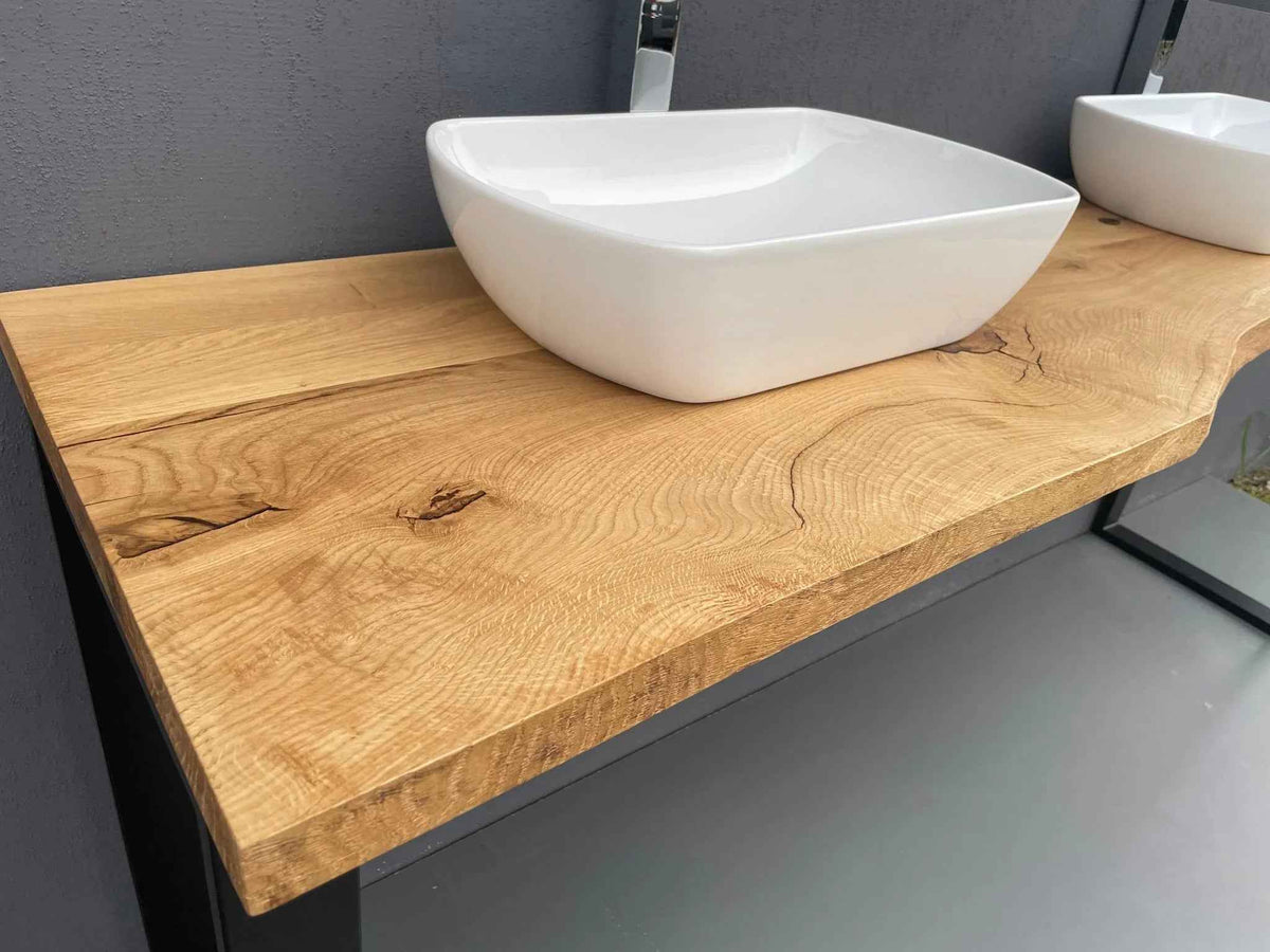 Solid Oak Washbasin Top Handmade Wooden Bathroom Countertop