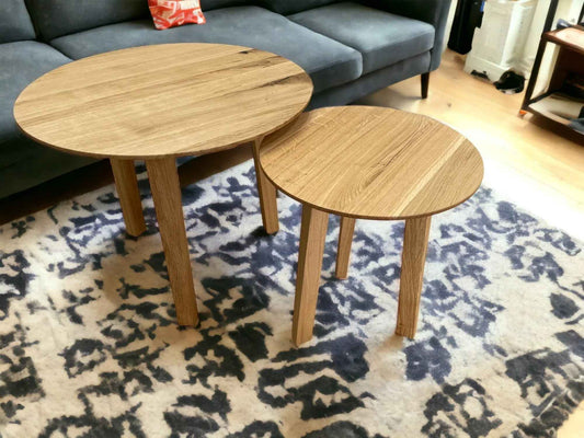 Modern Nesting Oak Coffee Table Set