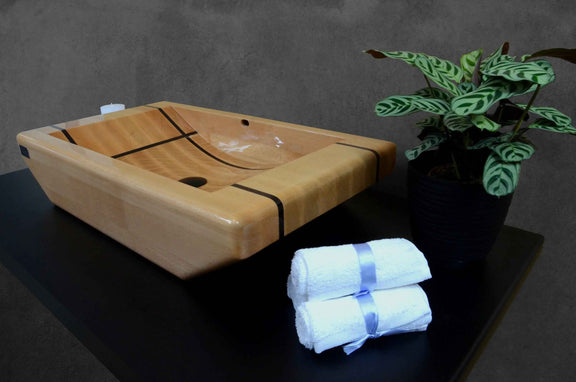 OKTAQUA Large Handcrafted Wooden Bathroom Sink (Model 002)