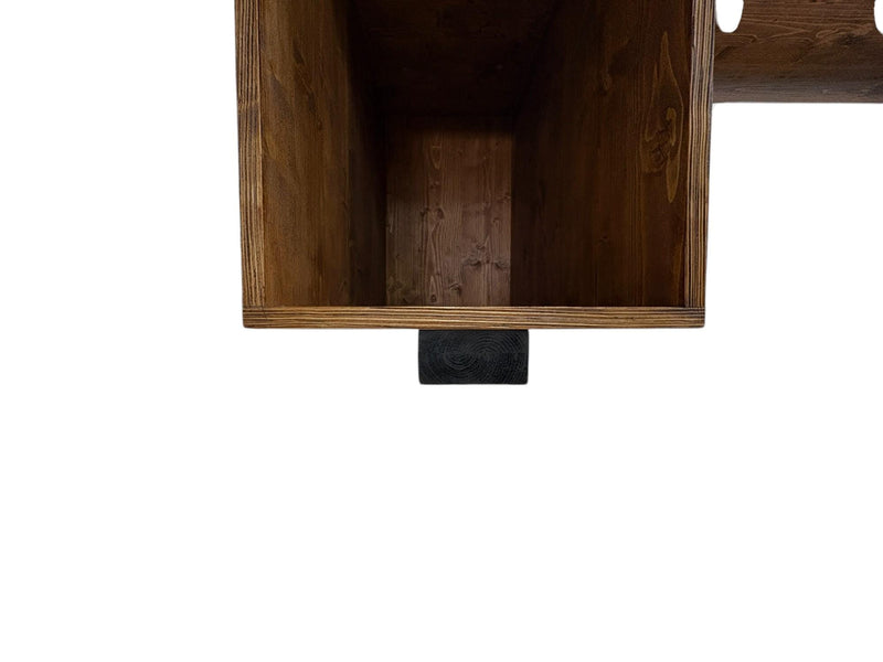 Versatile solid wood desk with industrial metal frame, suitable as a home office workstation or studio table
