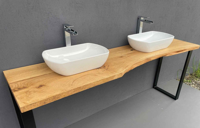 Solid Oak Washbasin Top Handmade Wooden Bathroom Countertop