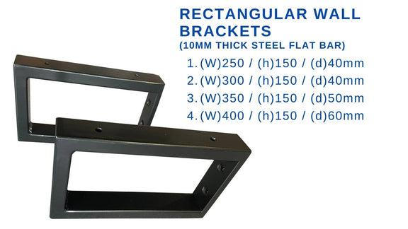 Rectangular Metal Brackets for Shelving and Washbasin Tops, Industrial Heavy-duty Brackets, Wall Mounted Decorative Shelf Support Brackets