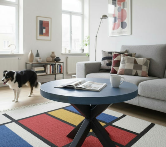 Designer Round Coffee Table with Choice of Wood, Color, and Base