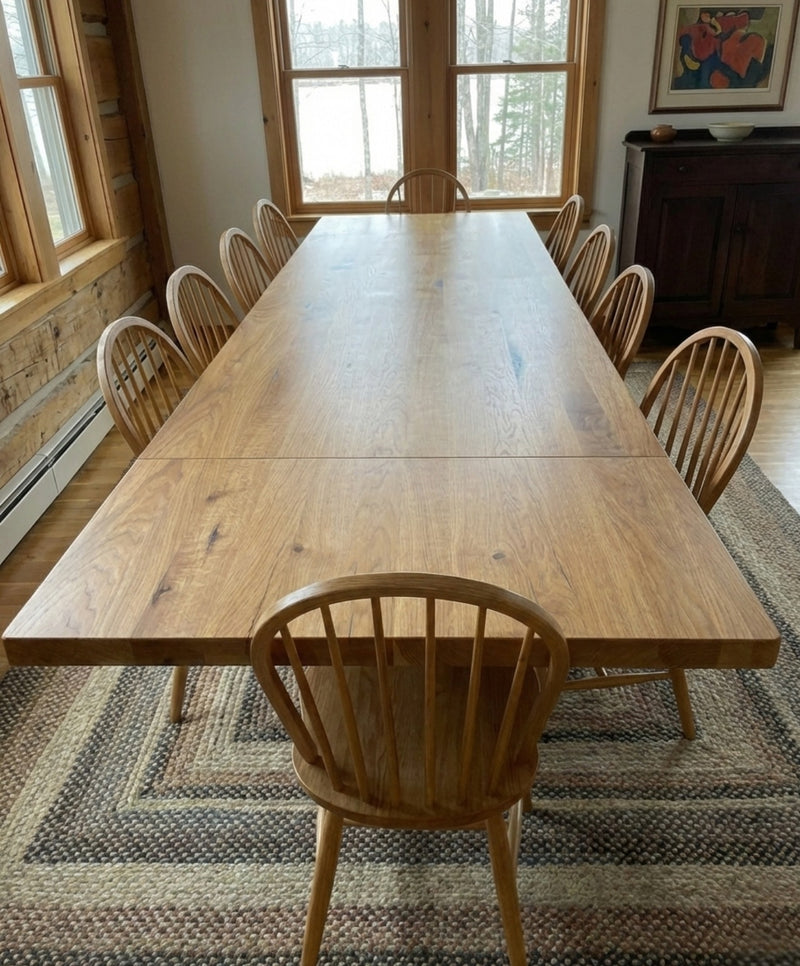 Mammoth Oak Extendable Dining Table with Black Resin Inlays