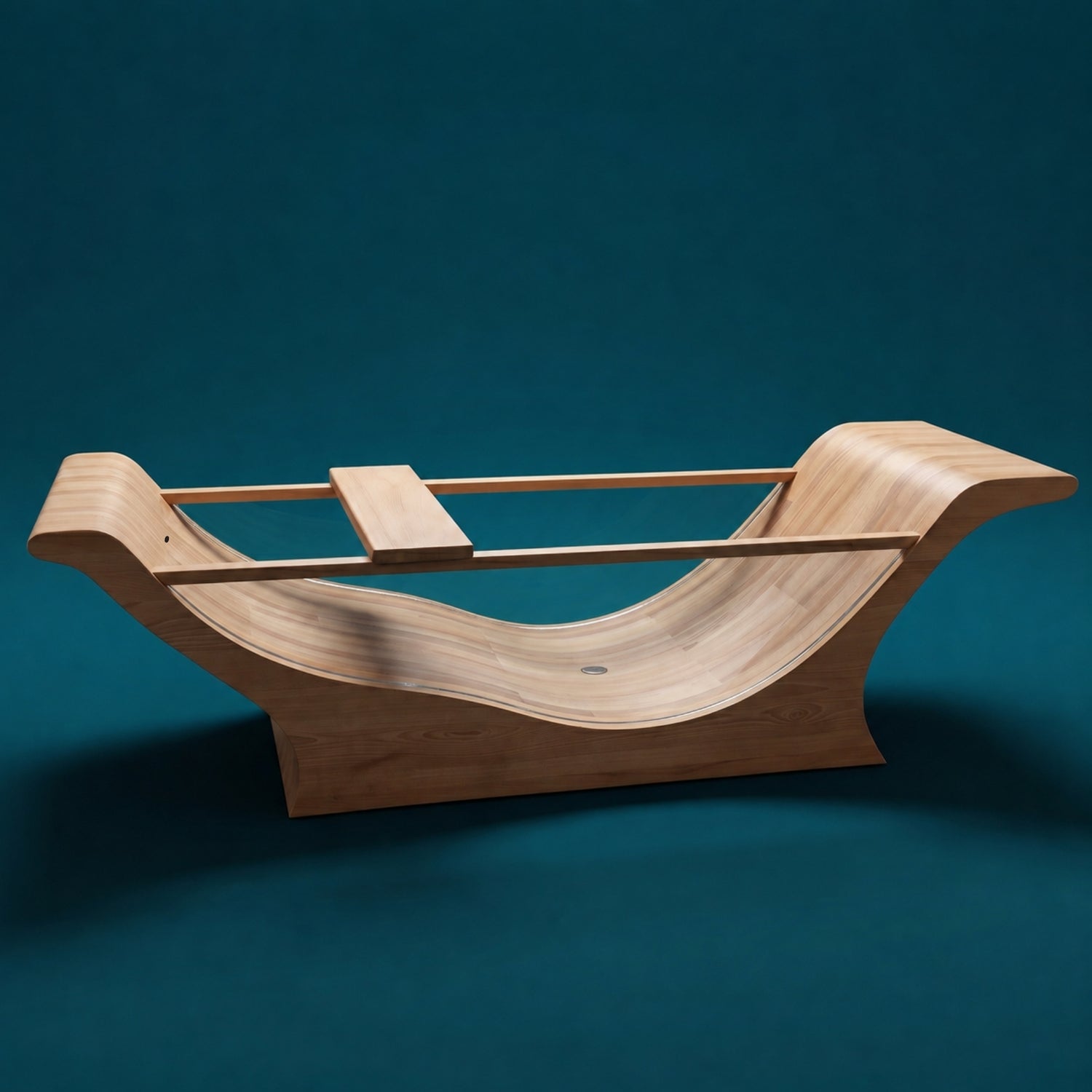 OKTAQUA Luxury Wooden Bathtub with Tempered Glass Side | 280 cm Statement Spa Bath
