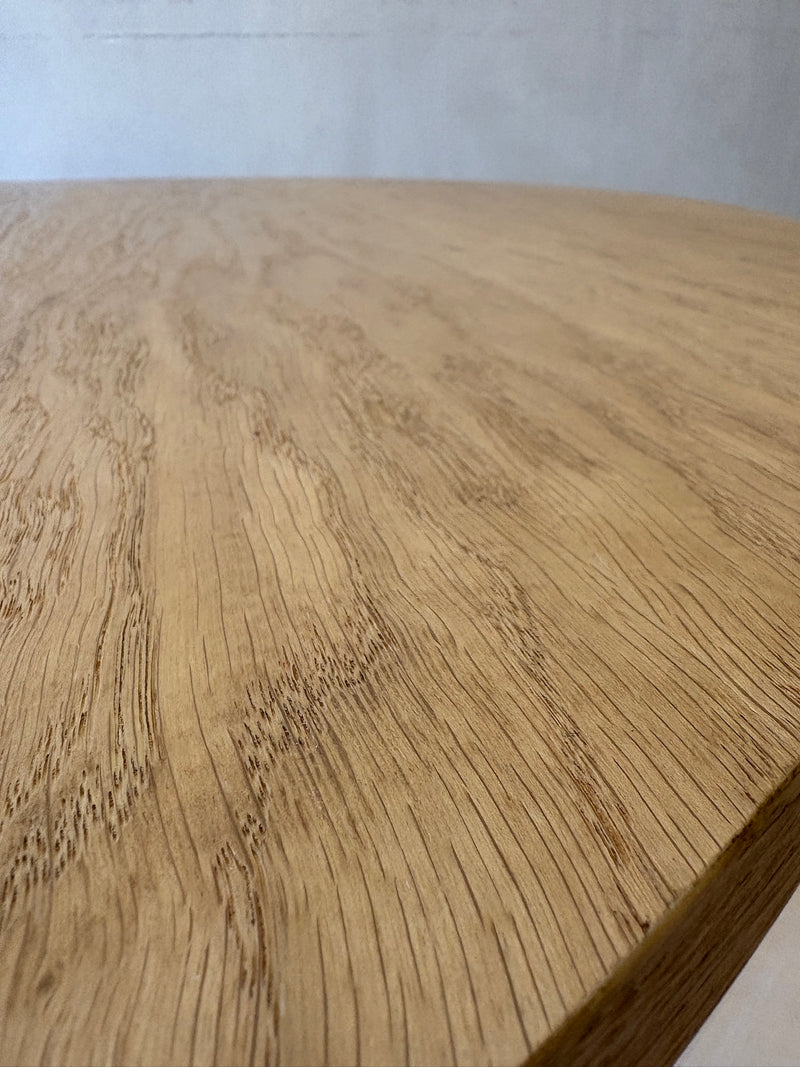 Round Extendable Oak Veneer Dining Table with Cross Leg Base