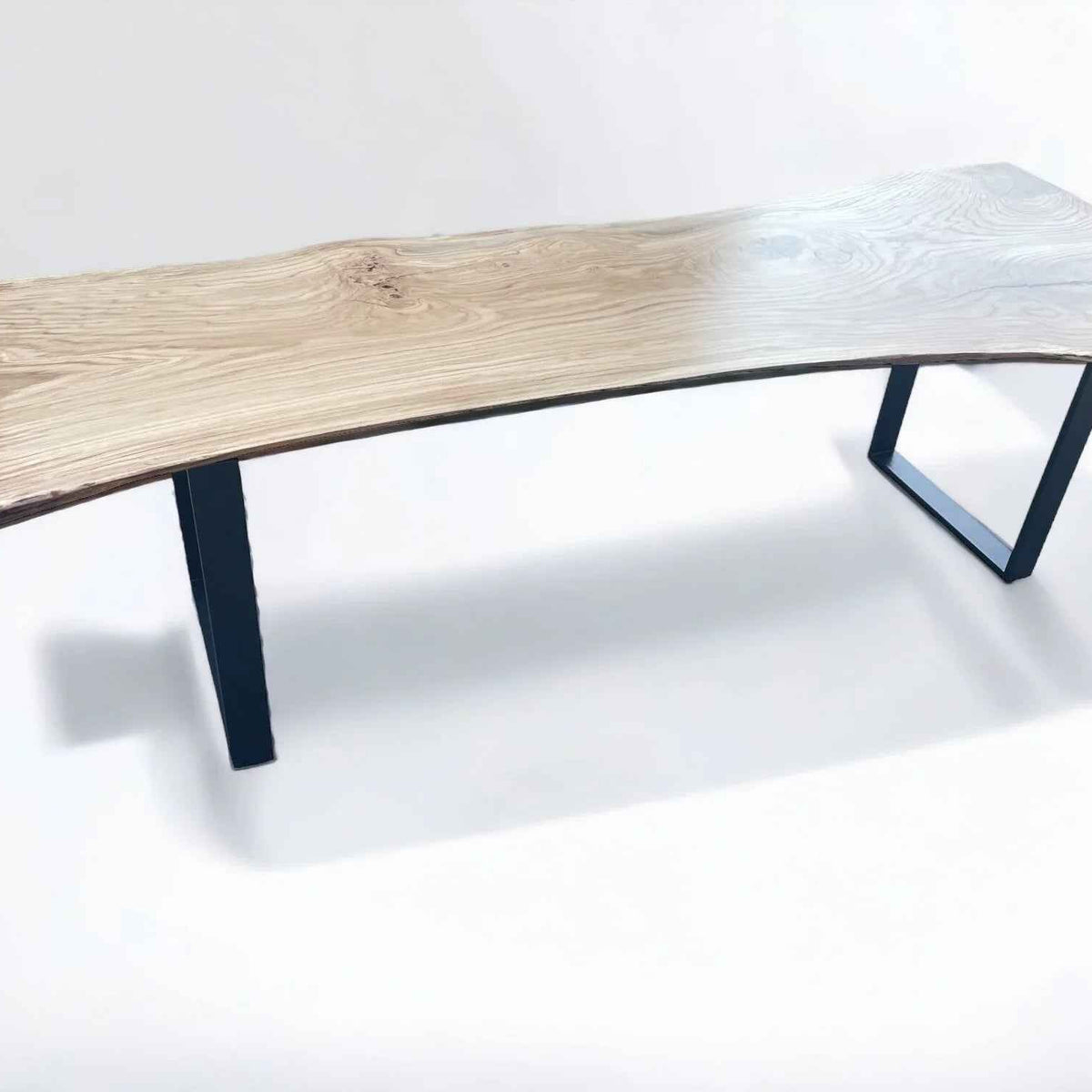 Live Edge Dining Table Solid Oak Monolith with Metal Legs