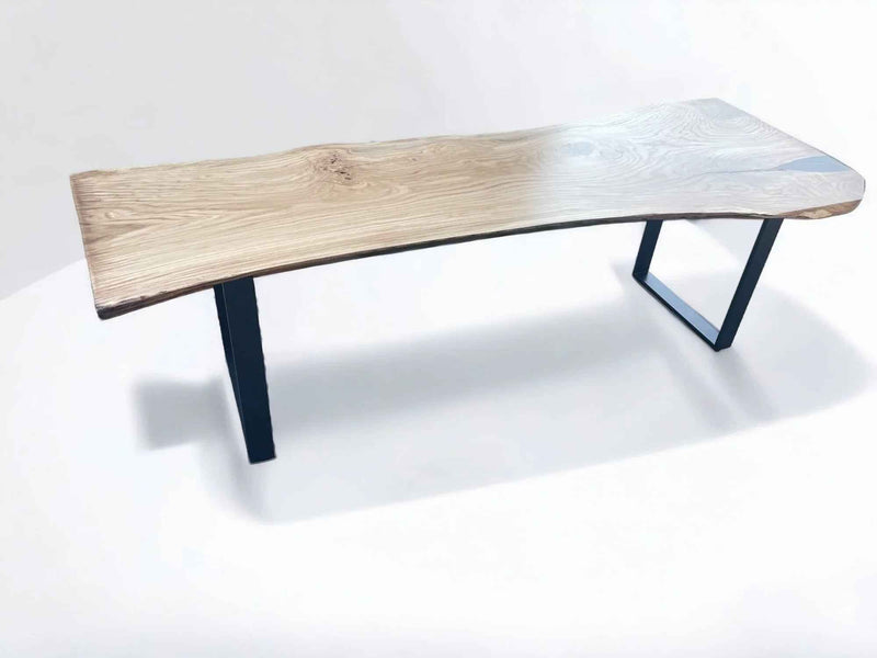 Live Edge Dining Table Solid Oak Monolith with Metal Legs