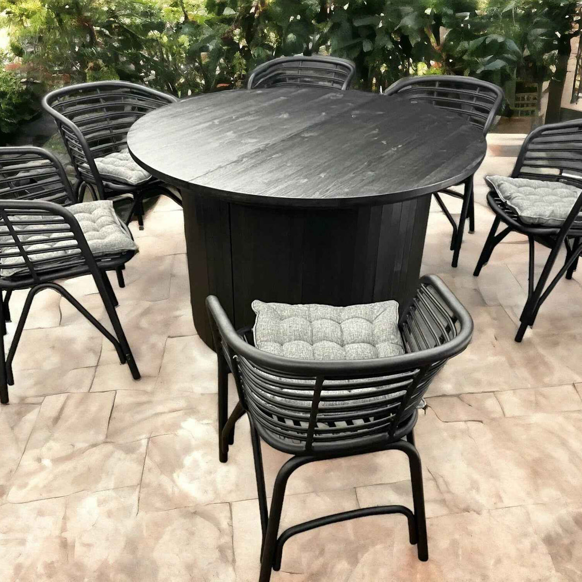 Expandable Wooden Patio Table with Weather-Resistant Finish