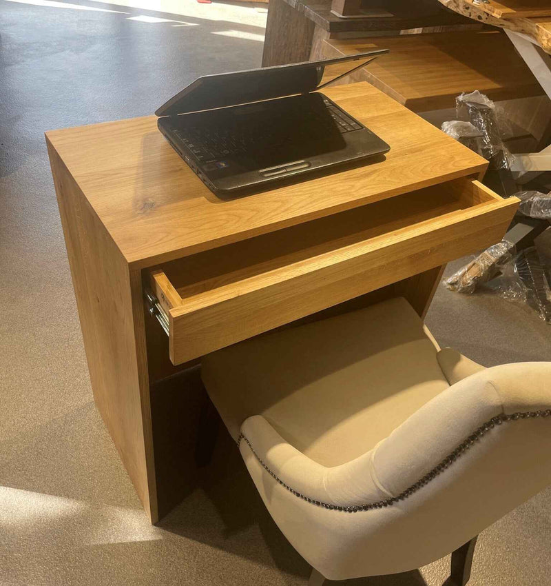 Small Solid Oak Desk with Drawer – Compact Reception or Home Office Counter