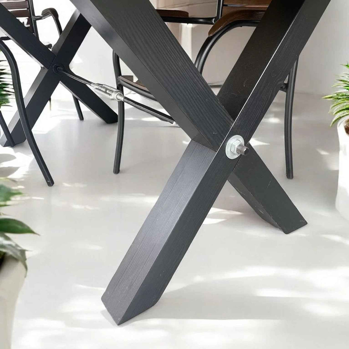 Versatile Solid Wood Dining Table / Desk with Modern X-Base