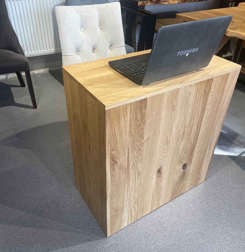 Small Solid Oak Desk with Drawer – Compact Reception or Home Office Counter