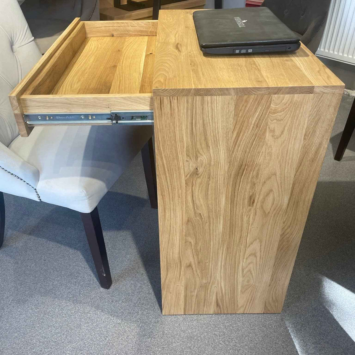 Small Solid Oak Desk with Drawer – Compact Reception or Home Office Counter