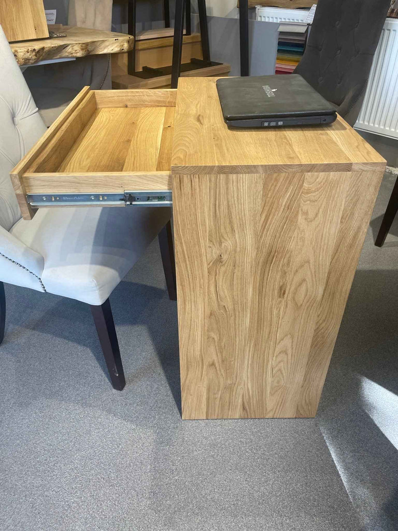 Small Solid Oak Desk with Drawer – Compact Reception or Home Office Counter