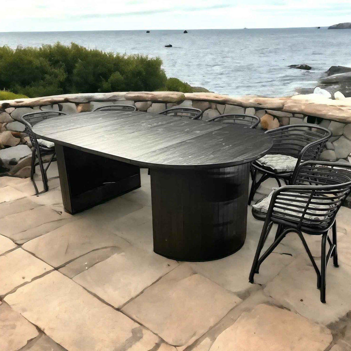 Expandable Wooden Patio Table with Weather-Resistant Finish