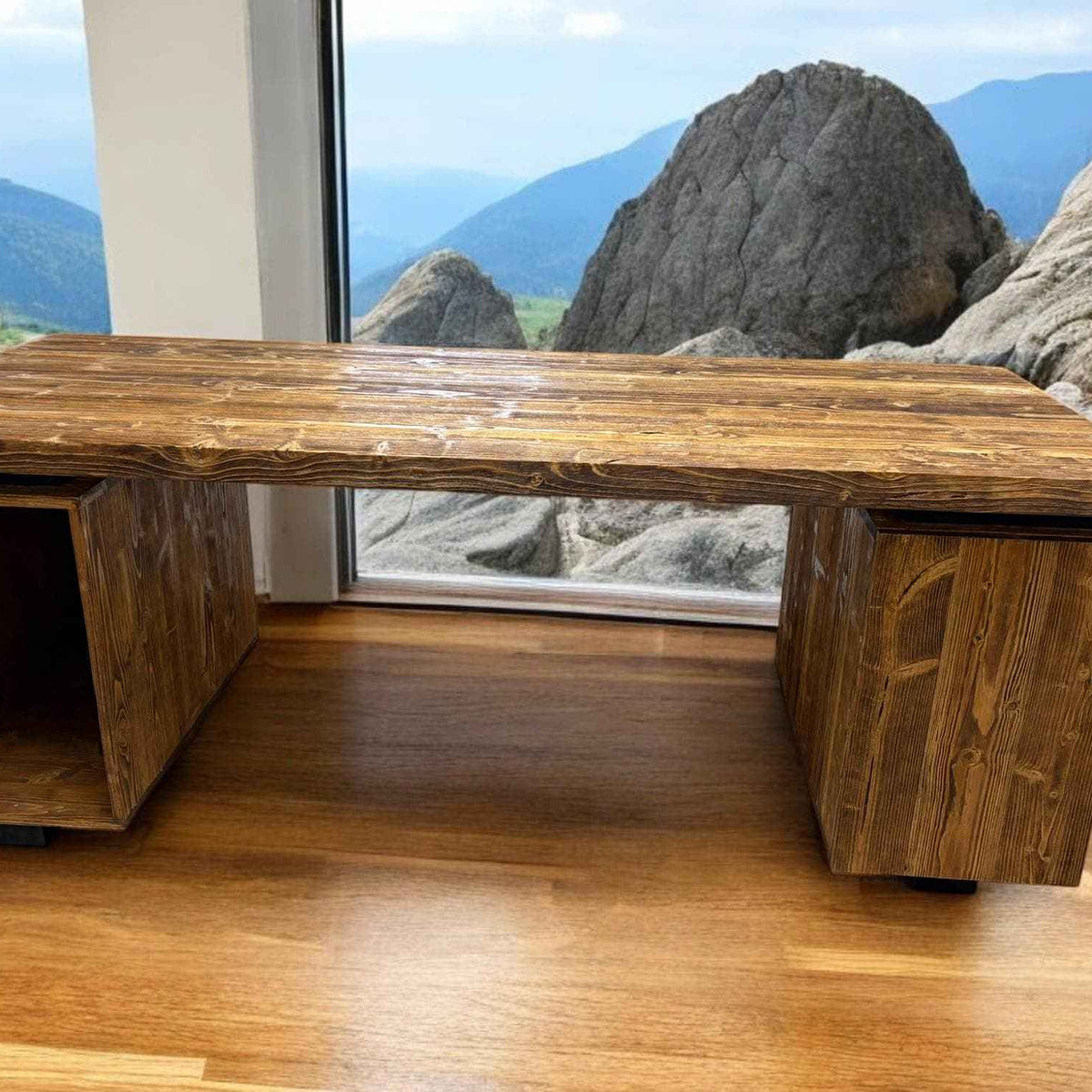 Modern Solid Wood Office Desk Custom Industrial Workstation with Storage