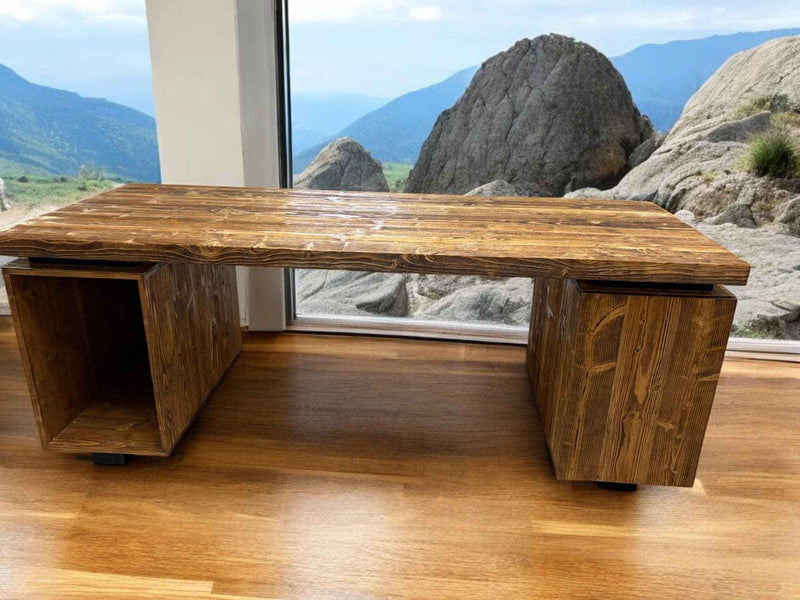 Modern Solid Wood Office Desk Custom Industrial Workstation with Storage