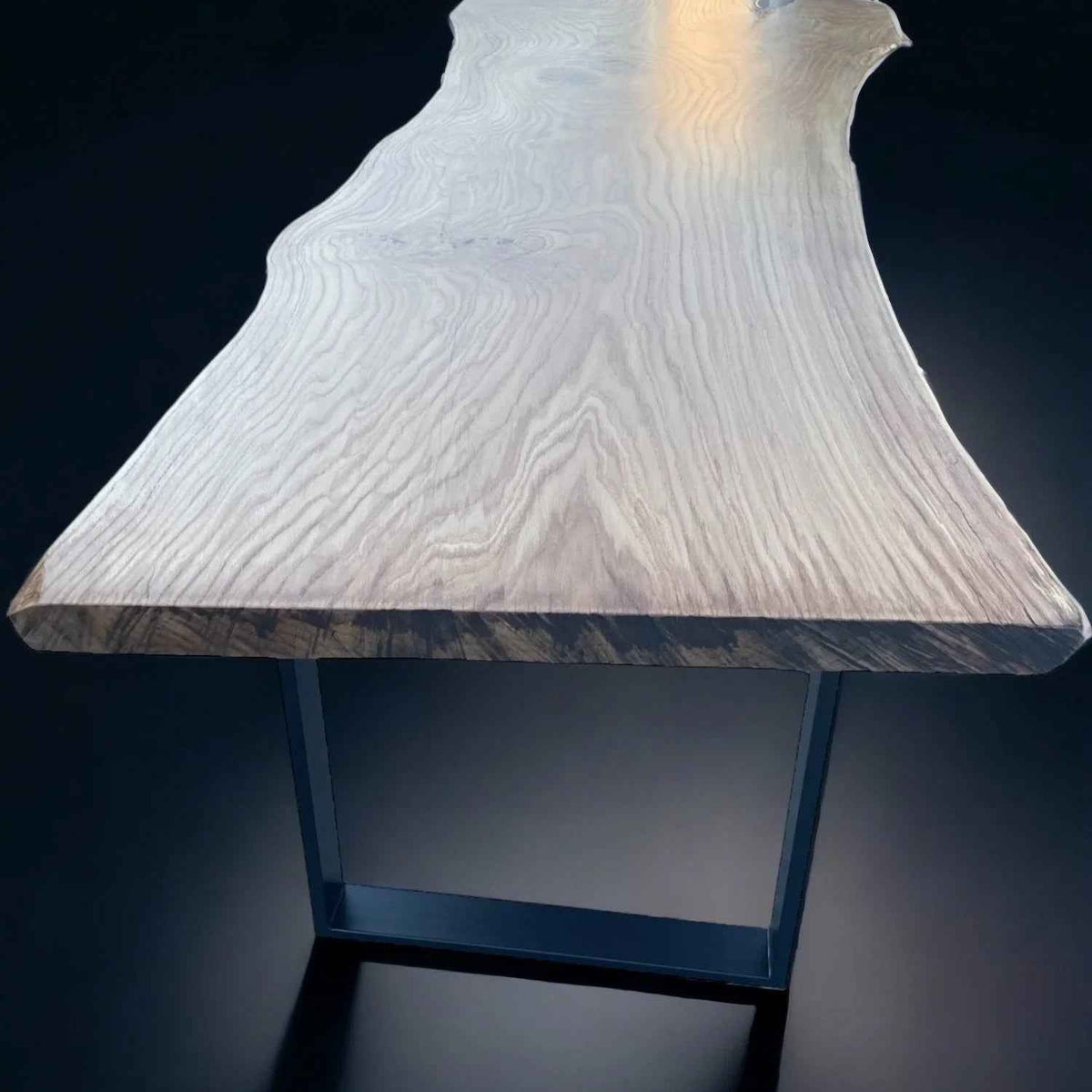 Live Edge Dining Table Solid Oak Monolith with Metal Legs