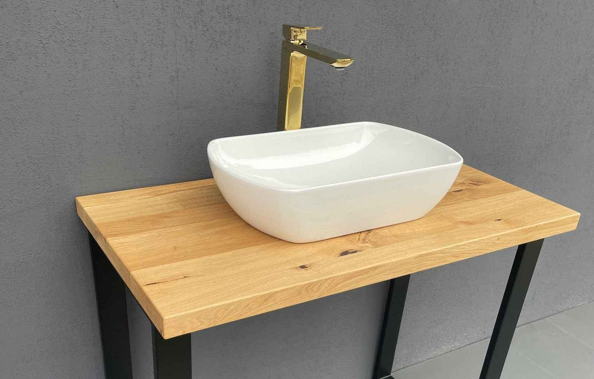 Solid Oak Washbasin Top Handmade Wooden Bathroom Countertop