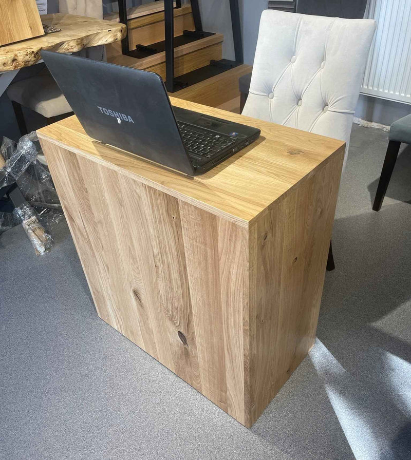 Small Solid Oak Desk with Drawer – Compact Reception or Home Office Counter