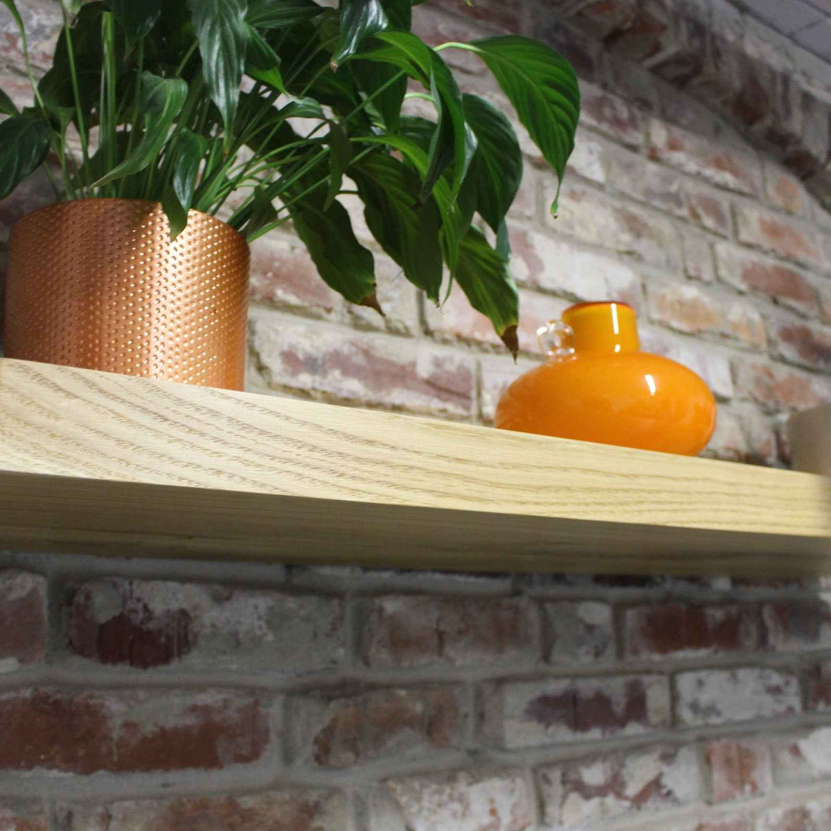 Oak Wood Floating Shelves – Modern Rustic Wall Display with Live or Straight Edge