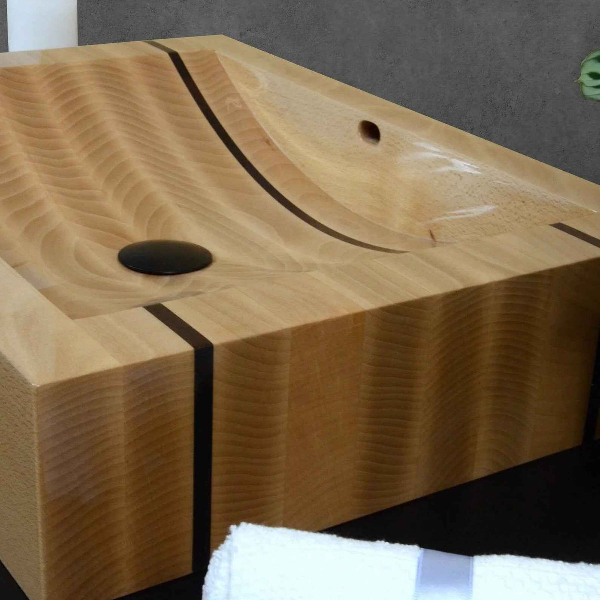 OKTAQUA Handcrafted Wooden Bathroom Sink (Model 003)