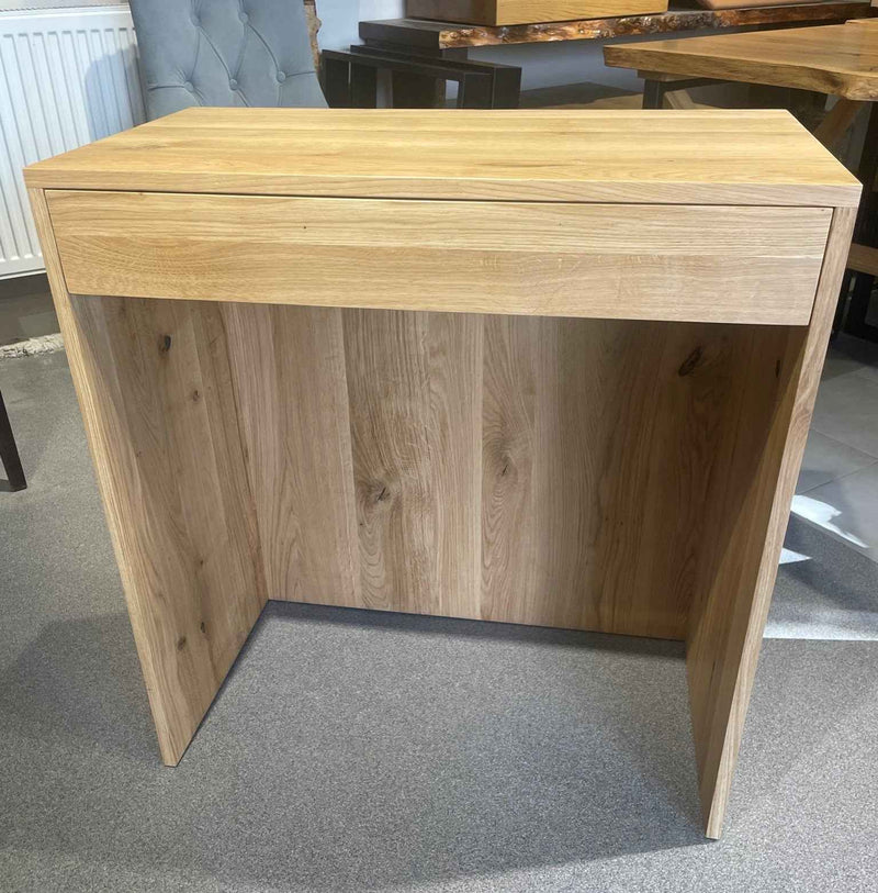 Small Solid Oak Desk with Drawer – Compact Reception or Home Office Counter