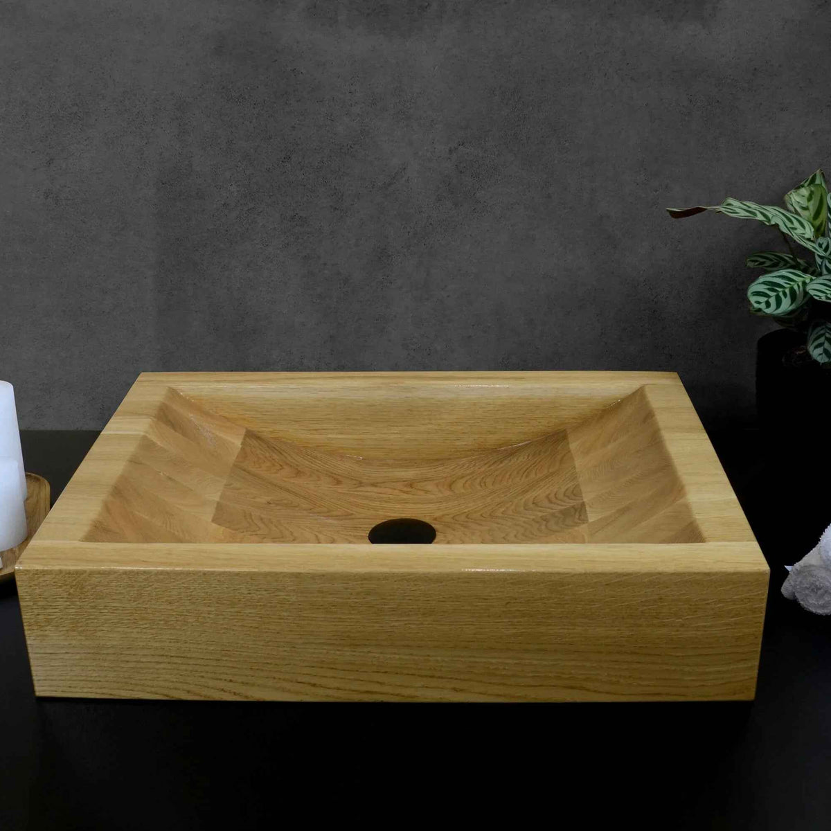 OKTAQUA Handcrafted Oak Wood Bathroom Sink (Model 004)
