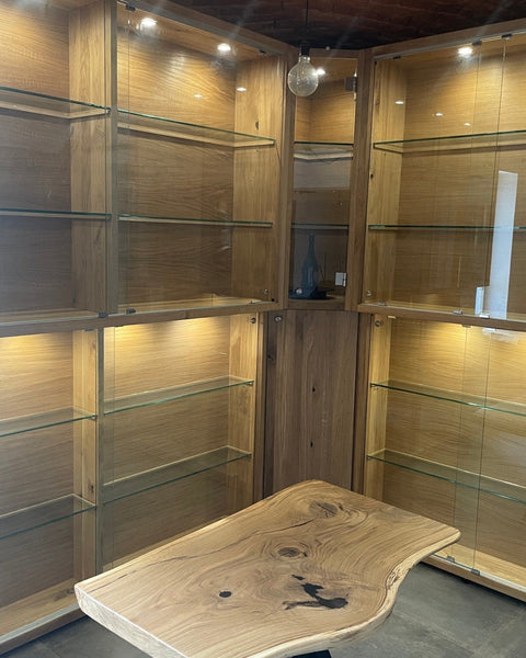 Luxury Oak Liquor Cabinet with Glass Shelves