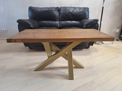 Handcrafted Wooden Coffee Table with Spider Metal Legs