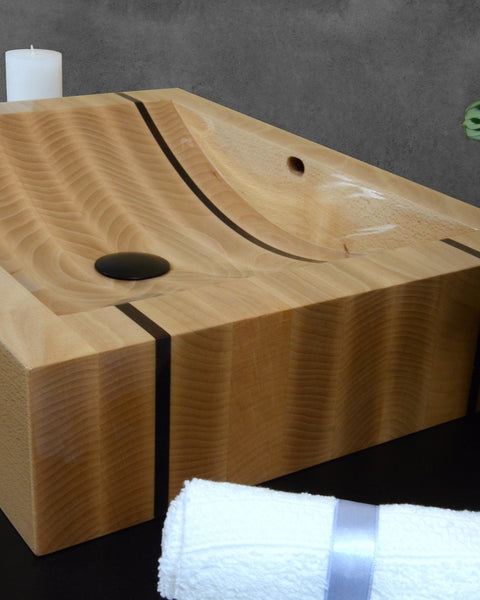 OKTAQUA Handcrafted Wooden Bathroom Sink (Model 003)