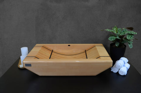 OKTAQUA Large Handcrafted Wooden Bathroom Sink (Model 002)