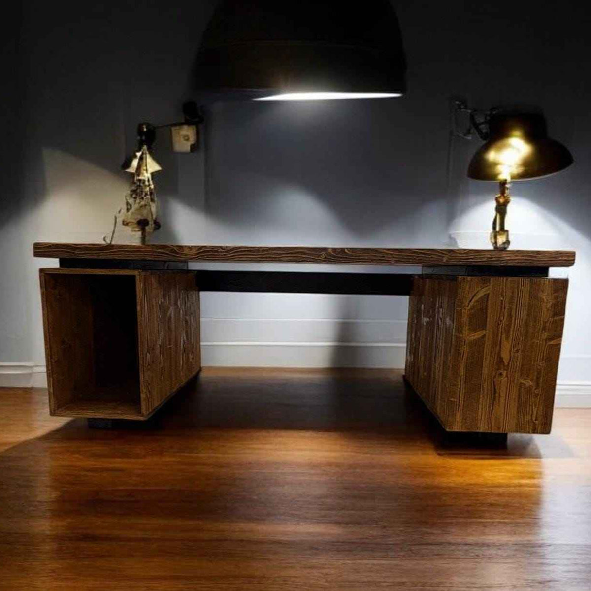 Modern Solid Wood Office Desk Custom Industrial Workstation with Storage