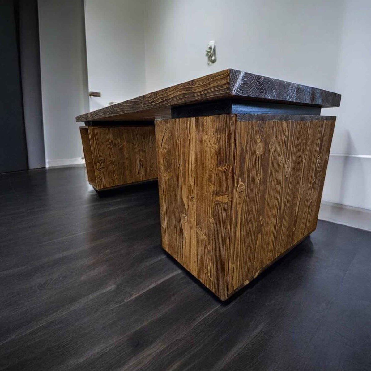 Modern Solid Wood Office Desk Custom Industrial Workstation with Storage