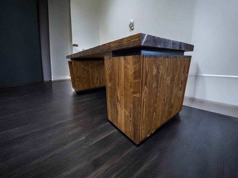 Modern Solid Wood Office Desk Custom Industrial Workstation with Storage