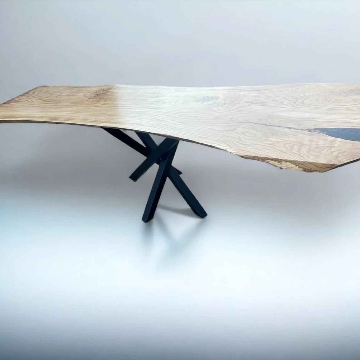 Live Edge Dining Table Solid Oak Monolith with Metal Legs