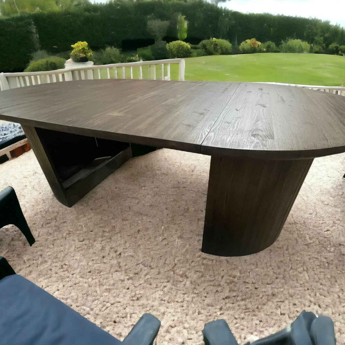 Expandable Wooden Patio Table with Weather-Resistant Finish