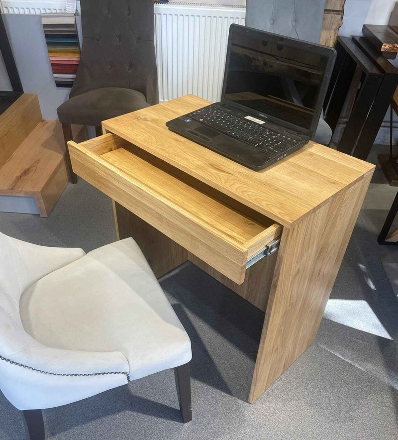 Small Solid Oak Desk with Drawer – Compact Reception or Home Office Counter