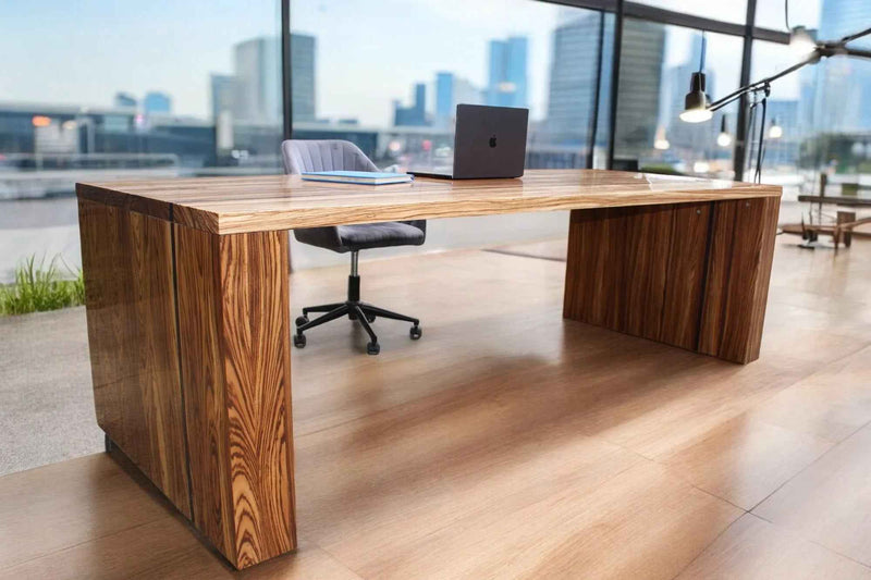 Modern Rectangular Zebrano & Wenge Boardroom Table Custom Office Desk