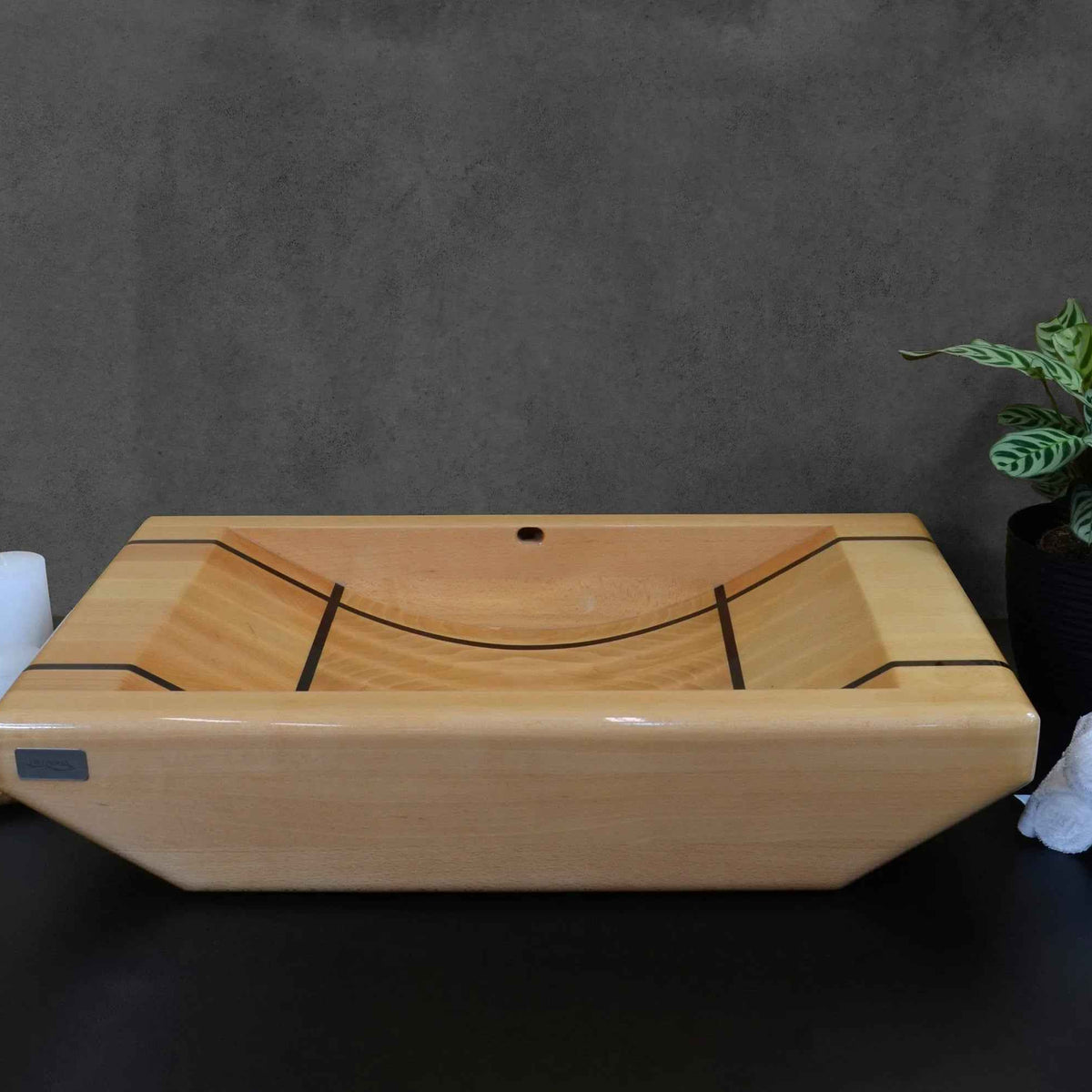OKTAQUA Large Handcrafted Wooden Bathroom Sink (Model 002)