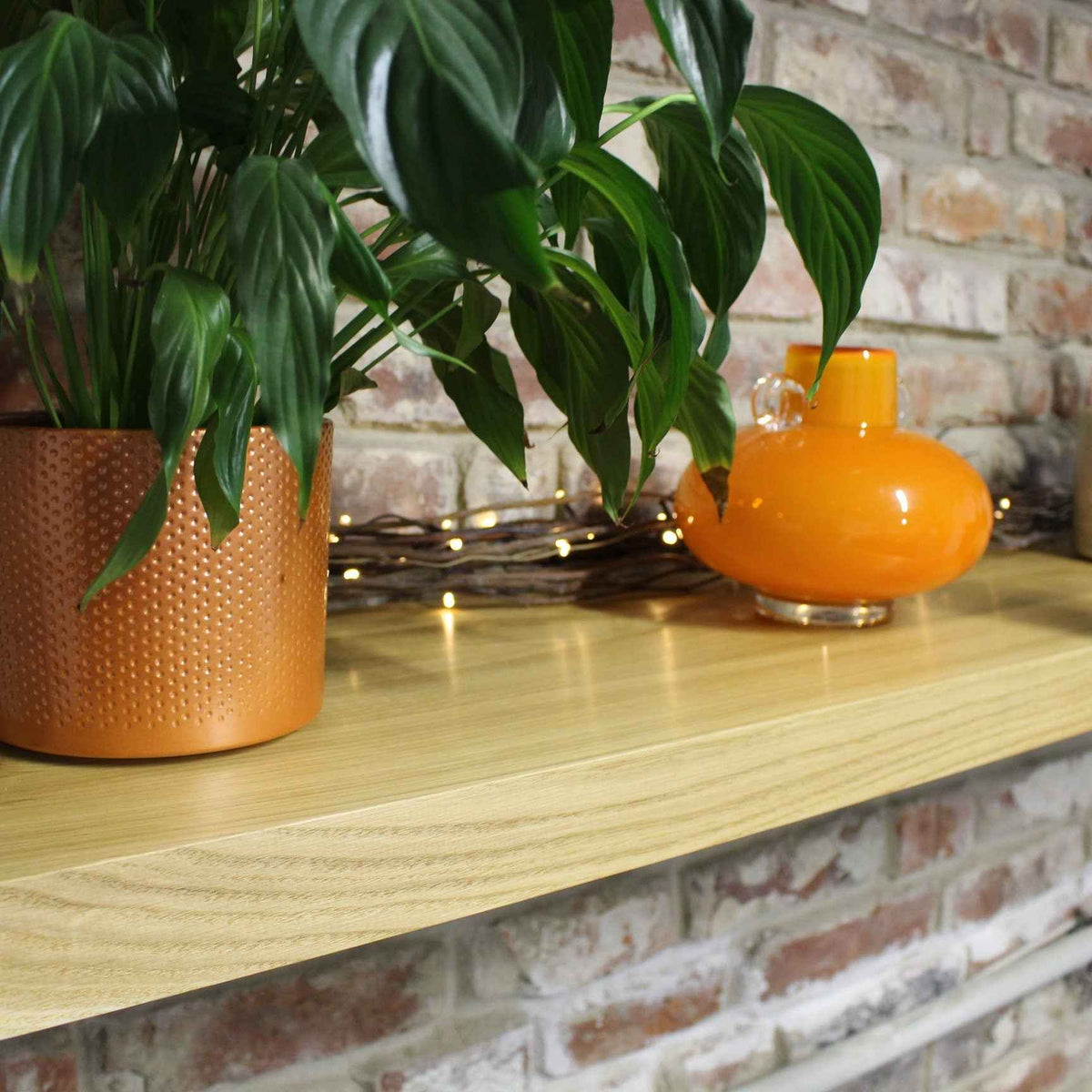 Oak Wood Floating Shelves – Modern Rustic Wall Display with Live or Straight Edge