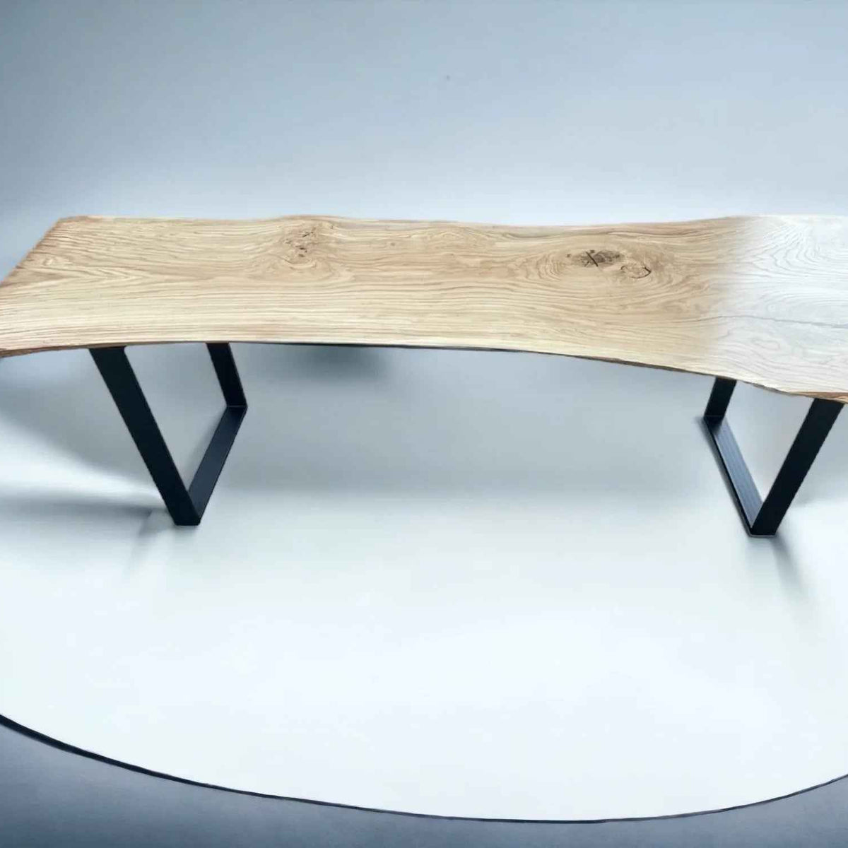 Live Edge Dining Table Solid Oak Monolith with Metal Legs