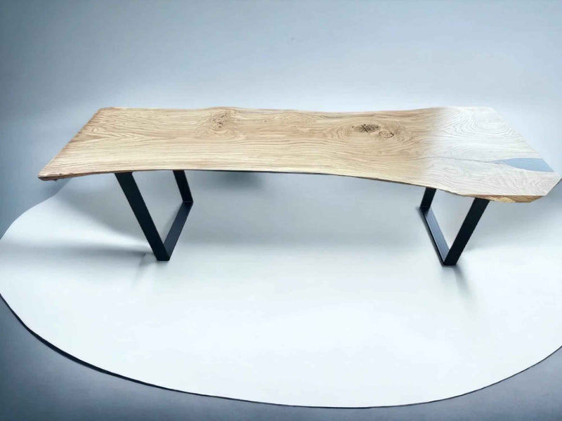 Live Edge Dining Table Solid Oak Monolith with Metal Legs
