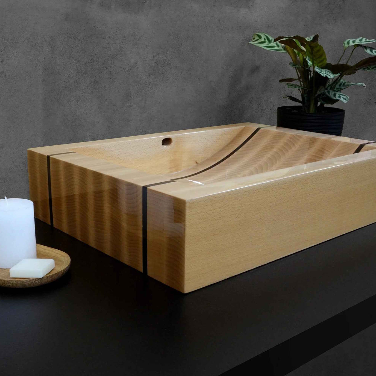 OKTAQUA Handcrafted Wooden Bathroom Sink (Model 003)