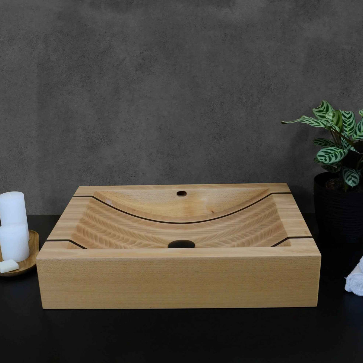 OKTAQUA Handcrafted Wooden Bathroom Sink (Model 003)
